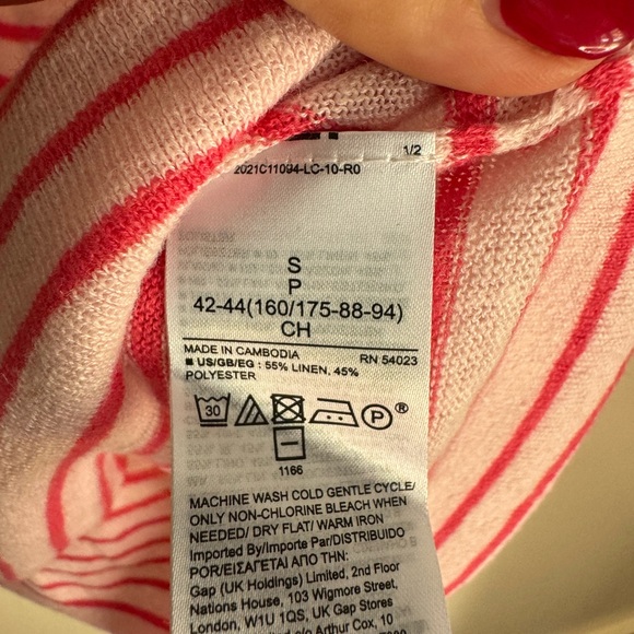 GAP S Pink Striped Linen Blend v-neck Sweater - Picture 6 of 9